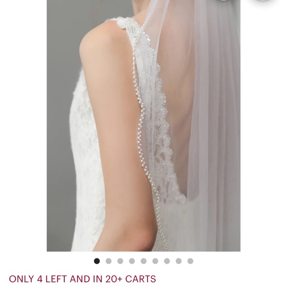 Etsy Light Ivory Pearl scalloped veil with blusher (30" and 40") - Picture 4 of 7